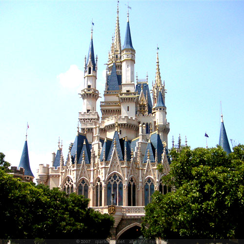 disney castle cartoon. You can see the castle from