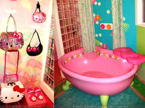 hello kitty red wallpaper. Bathtub in Hello Kitty#39;s house