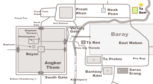 Map of Ta Som, Cambodia