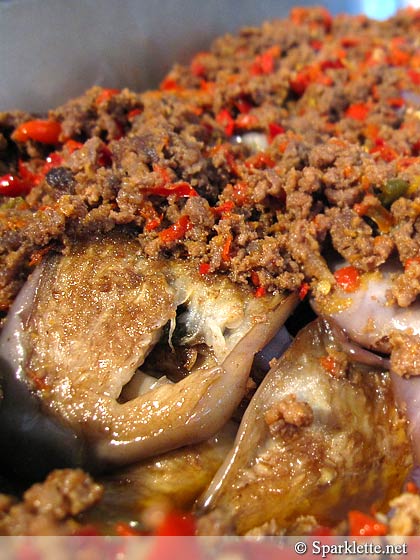 Fried eggplant with chilli salsa