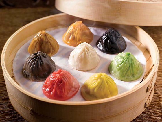 Colourful Xiao Long Bao (steamed soup dumplings)