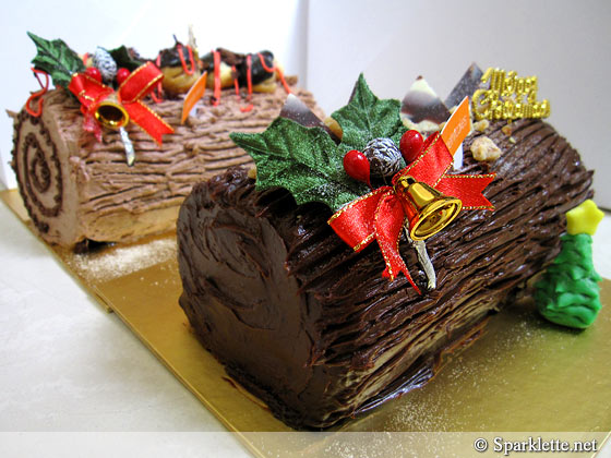 Christmas chocolate log cakes from MetroCakes, Singapore