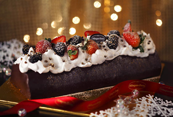 Christmas ice cream log cake from Häagen-Dazs, Singapore