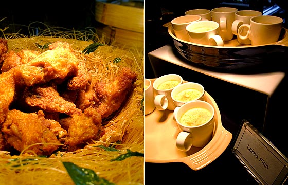 Fried chicken and laksa flan