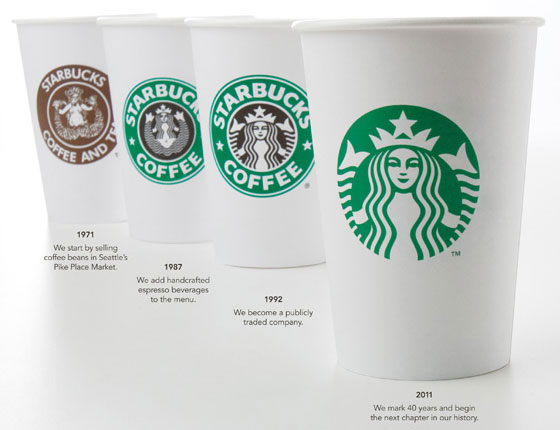 New Starbucks logo 2011 and logos over the years