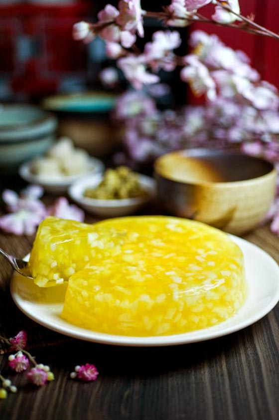 Chrysanthemum tea jelly with diced water chestnuts from Red House Seafood Restaurant, Singapore