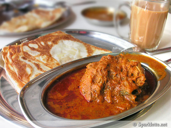 Curry chicken and roti prata