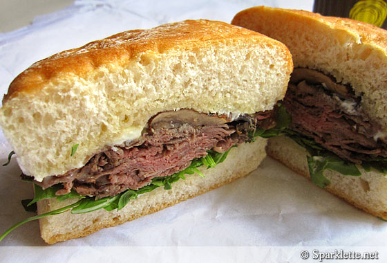 Roast beef sandwich with Portobello mushrooms from Oriole Cafe at Republic Plaza, Singapore