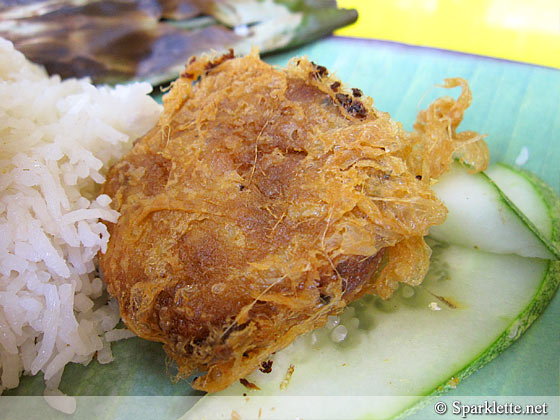 Begedil potato patty in Selera Rasa Nasi Lemak at Adam Road Food Centre, Singapore