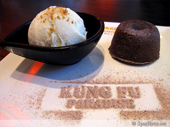 Chocolate lava cake with vanilla ice cream