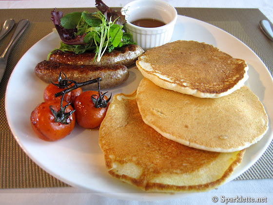 Pancakes with spicy sausages