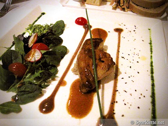 Pan fried foie gras with almond, bruschetta bread and Marsala wine sauce