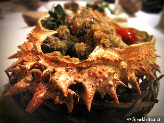Spider crab meat with mixed vegetables