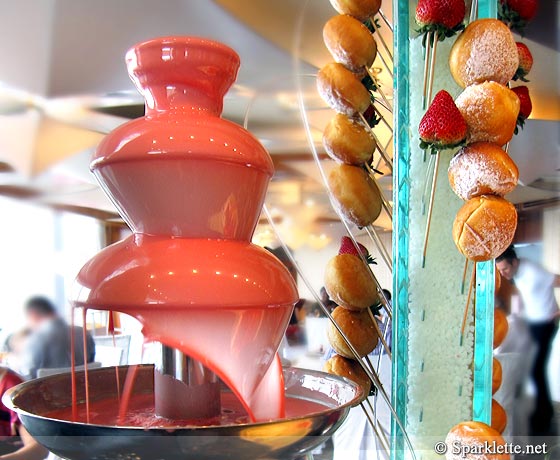 Pink chocolate fountain