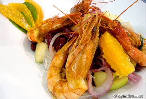 Prawns in rice vermicelli