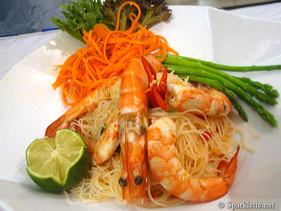 Prawns in rice vermicelli