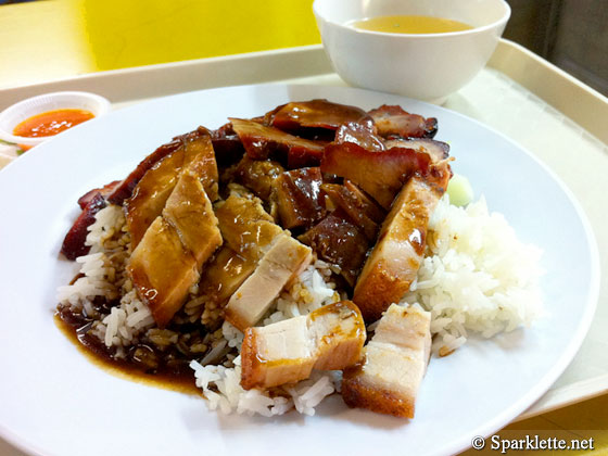 Char siew and roast pork rice