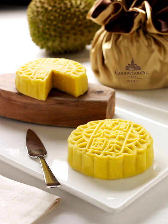 Mega Mao Shan Wang durian in snowskin mooncake from Goodwood Park Hotel, Singapore