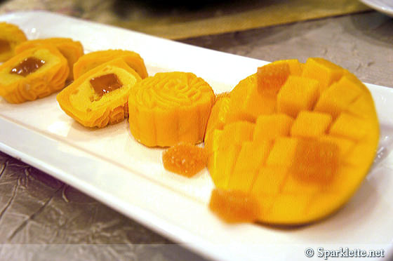 Mango passion fruit snowskin mooncake by Hilton Singapore