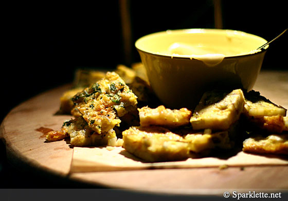 Tortilla de Patatas (potato and onion tart with egg and garlic aioli)