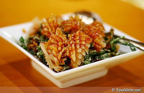 Crispy Kang Kong topped with cuttlefish