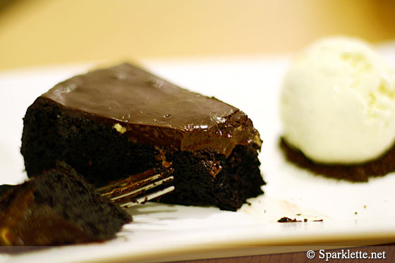 Chocolate cake with ice cream