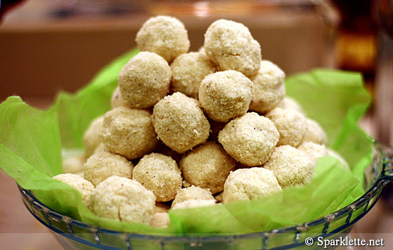 Coconut burfi (condensed milk cooked with sugar)