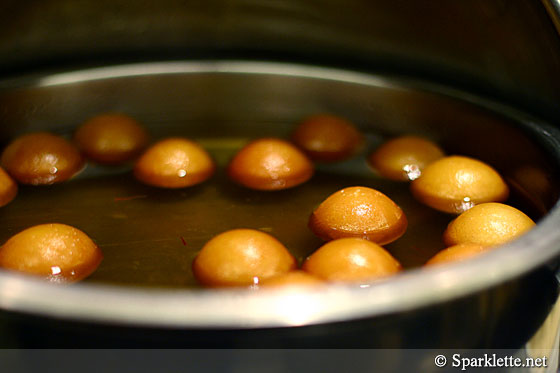 Gulab jamun (flour mixed with milk)