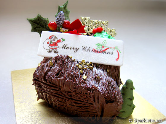 Chocolate Christmas log cake from MetroCakes, Singapore