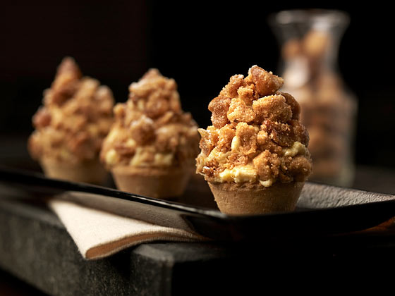 Durian macadamia nut crumble tartlet at Goodwood Park Durian Fiesta, Singapore