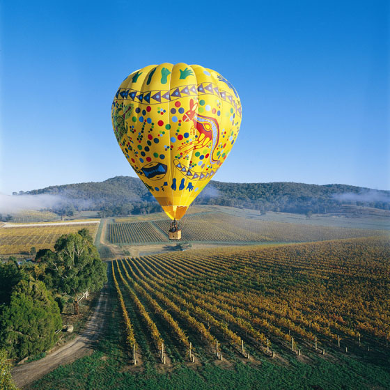 Hot air balloon over Yarra Valley