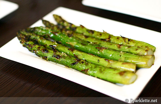 Char-grilled green asparagus with a touch of lemon oil