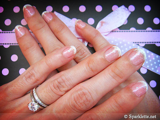 Gelish French manicure with glitter