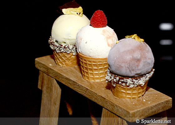 Trio of mini ice cream cones