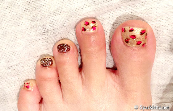 Gold leopard nail art at Ms ZS Studio, Singapore