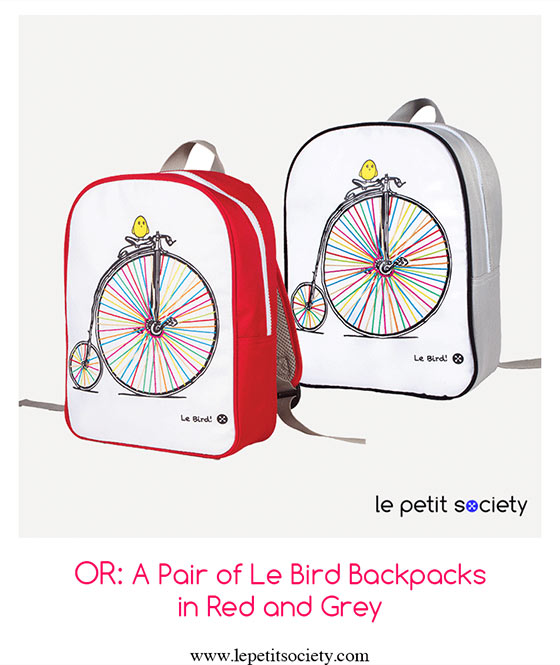 Le Petit Society Le Bird Backpacks in Red and Grey