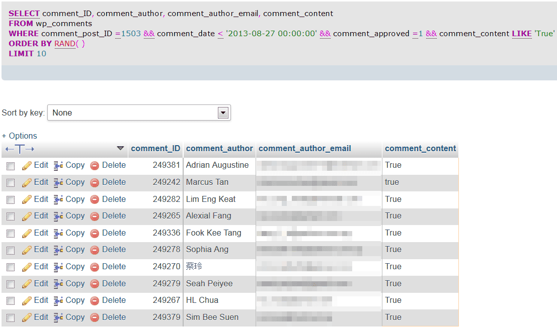 Random selection SQL Query