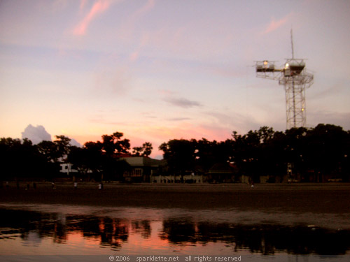 Bungy tower at sunset