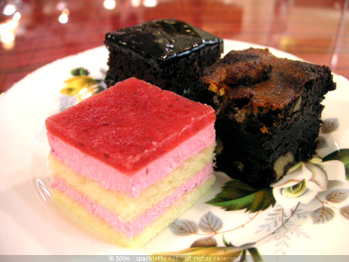 Strawberry Mousse Cake, Chocolate Brownie & Chocolate Marble Cake