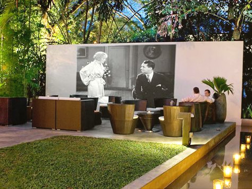 Old movie shown outdoor