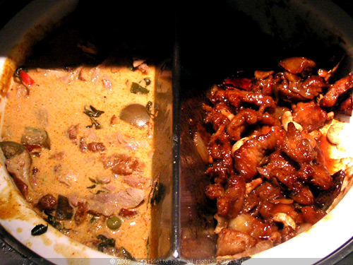 Left: Some form of curry, Right: Kung Pao Turkey