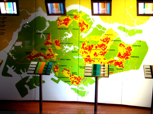 Map of Singapore with various housing estates
