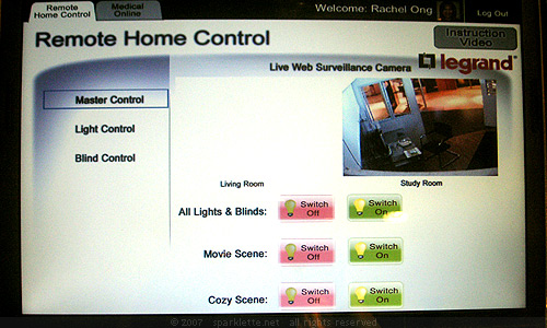 Remotely control the lights and blinds at home over the Internet