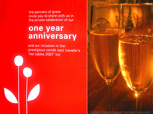Free-flowing champagne at graze Anniversary Party