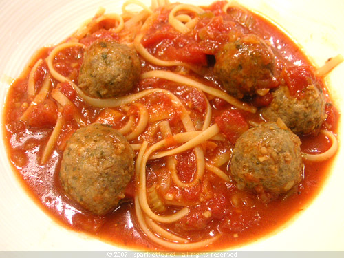 Swedish meat ball linguini in Marinara