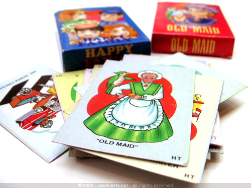 Old playing cards such as Old Maid and Happy Family