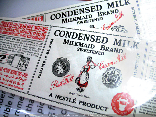 Condensed milk label