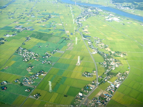 Fields in Japan, view from plane