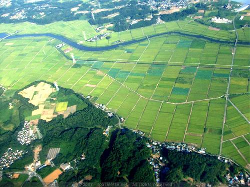 Fields in Japan, view from plane