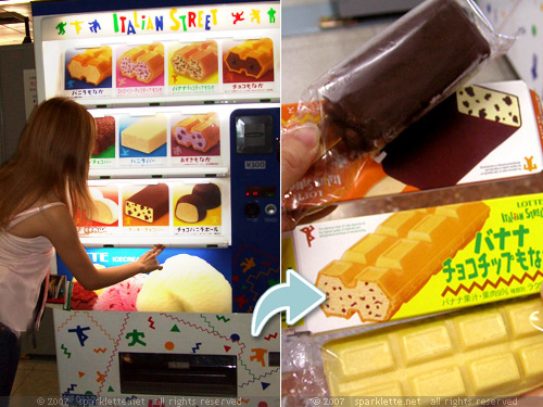 Buying ice cream from a vending machine